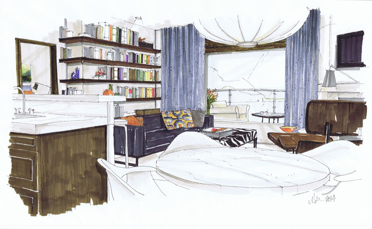 living room sketch by Grace Allen Design